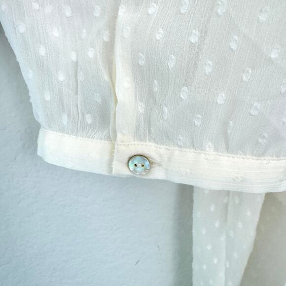 Rose + Olive Womens Swiss Dot Blouse Tank Set Size 3X Minimal Pleated Cream - Picture 4 of 8